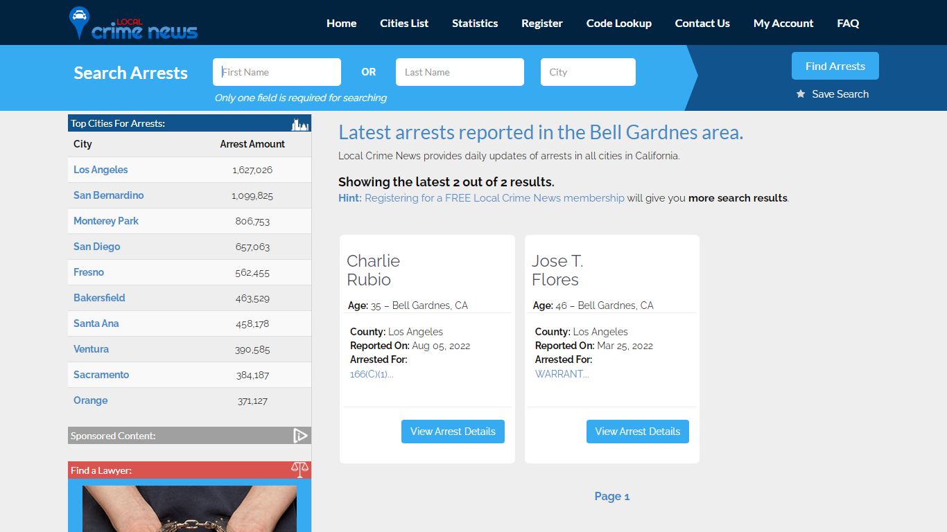 Bell Gardnes California Arrest Records | Local Crime News